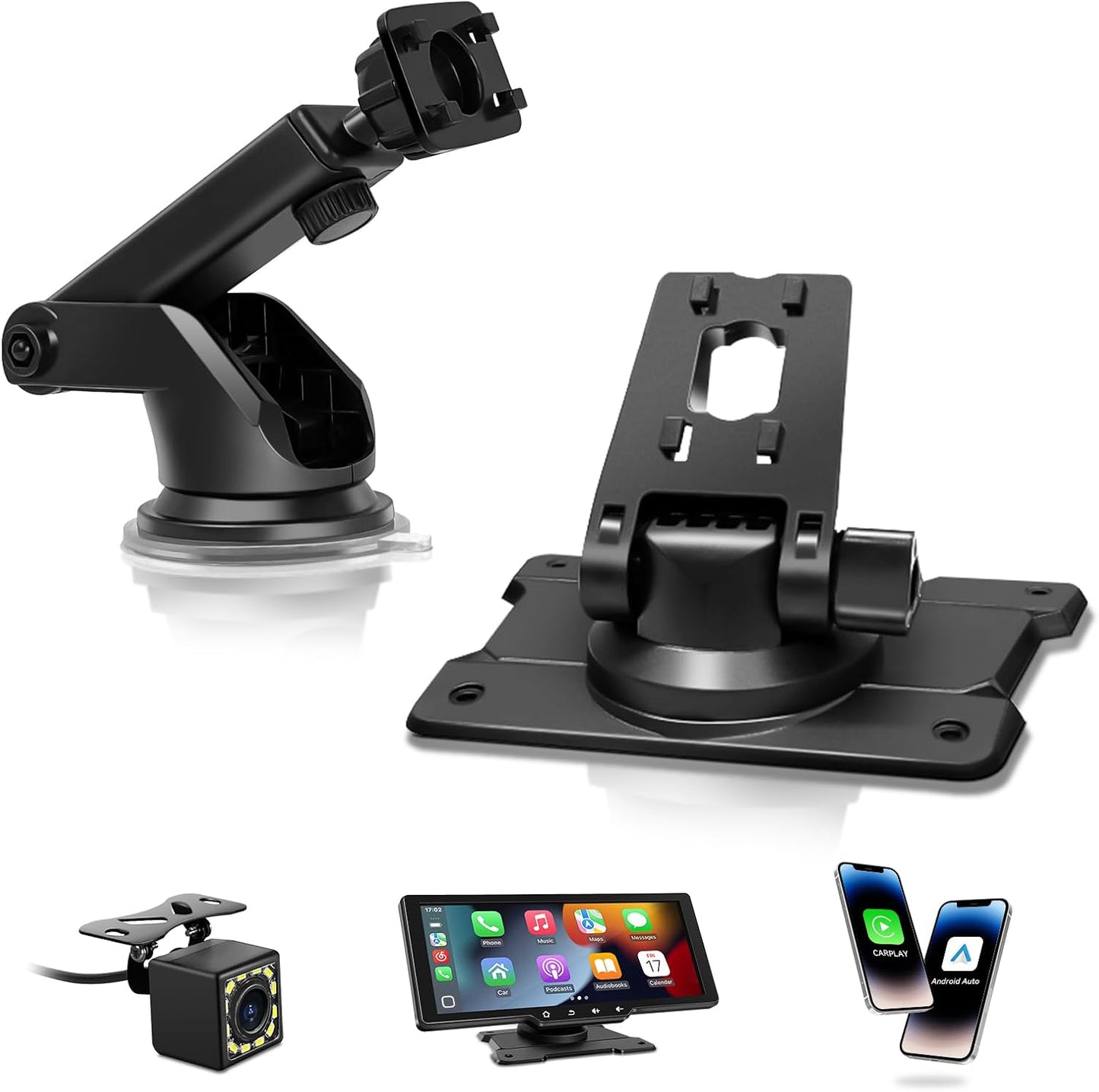 Portable Carplay Screen for Car, 10" Wireless Carplay & Android Auto Car Play Touchscreen with 1080P Backup Camera,Gps Navigation,Voice Control,5.0 Bluetooth (10Inch)