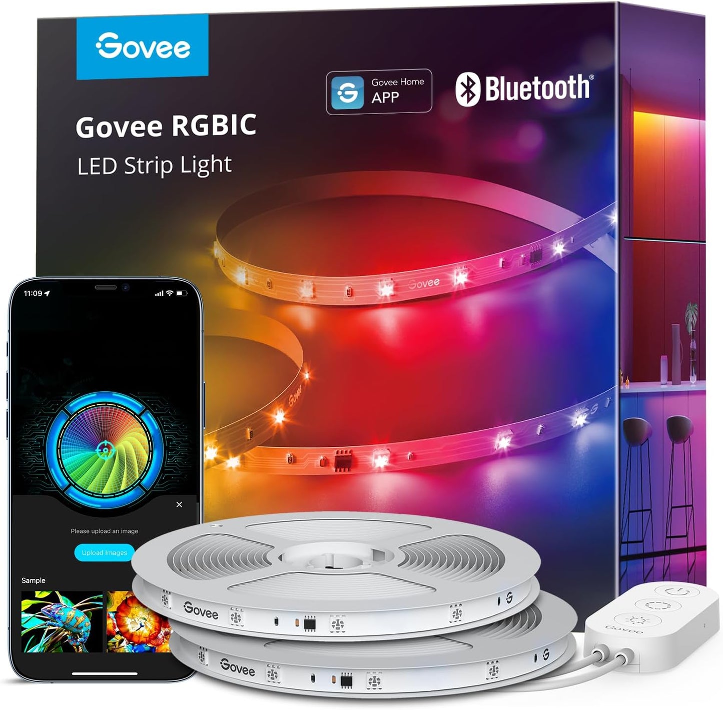 Govee RGBIC LED Strip Lights, Smart LED Lights for Bedroom, Bluetooth LED Lights APP Control, DIY Multiple Colors on One Line, Color Changing LED Strip Lighting Music Sync, Home Decor, 16.4Ft