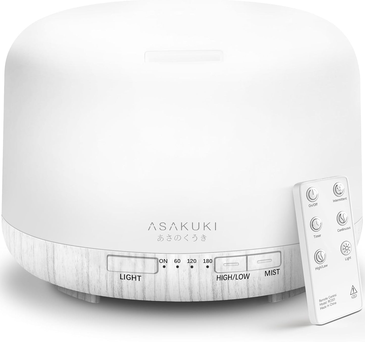 ASAKUKI Essential Oil Diffuser for Home, 500ML Aromatherapy Diffuser Humidifier with Remote Control, 7 Color LED Lights, Quiet Cool Mist Diffuser for Bedroom, Living Room, Office (Yellow)