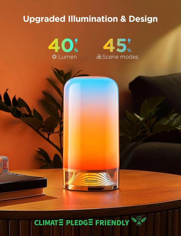 Govee RGBIC Smart Table Lamp 2, Touch Bedside Small Table Lamp Compatible with Smartthings, Matter, Alexa, Desk Lamp with 64 Scene Modes, Nightstand Lamp for Bedroom Living Room Night Light(Corded)