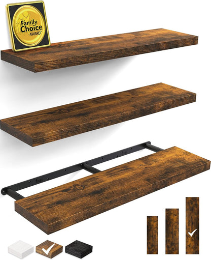 Floating Shelves for Wall, Wall Mounted Rustic Wood Shelves for Bathroom