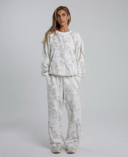 Camouflage Maple Leaf Hoodie Set Women