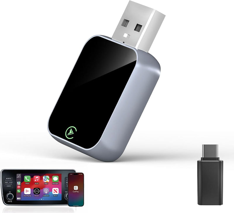 2026 Wireless Carplay Adapter for Iphone - No Audio Lag, 5S Auto-Connect- Convert Factory Wired to Wireless Carplay - Bluetooth 5.3 & 5Ghz Wi-Fi - Plug & Play (Includes USB A/C)