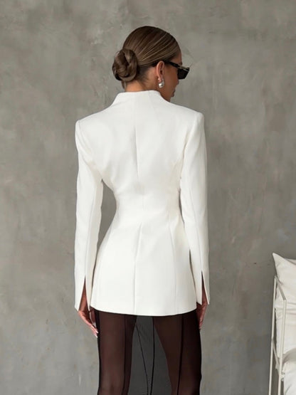 White Lapel Women Elegant Office Blazer Jacket