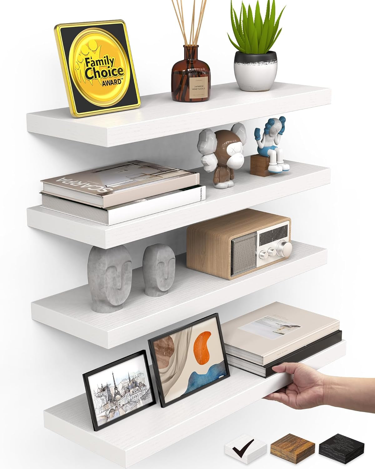 Floating Shelves for Wall, Wall Mounted Rustic Wood Shelves for Bathroom