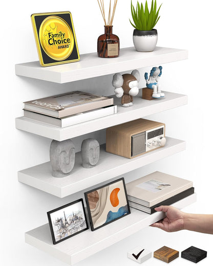 Floating Shelves for Wall, Wall Mounted Rustic Wood Shelves for Bathroom