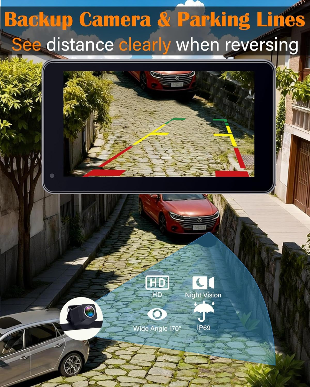 Portable Wireless Carplay Screen - 7-Inch Plug & Play No Dashboard Removal Upgrade for Older Cars - Compatible for Apple Carplay & Android Auto with Backup Camera