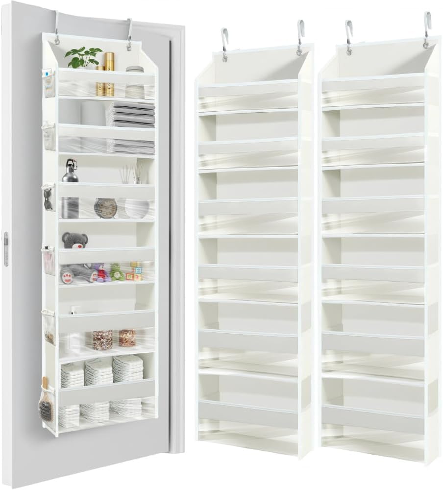 HOMELUX THEORY UPGRADED 6 Tiers over the Door Organizer Hanging - 100D EXTRA THICK & 50Lbs HUGE CAPACITY, 12 Side Mesh Pockets over the Door Shoe Organizer, Hanging Closet Organizer (Ivory, 1Pc)