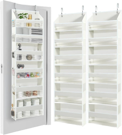 HOMELUX THEORY UPGRADED 6 Tiers over the Door Organizer Hanging - 100D EXTRA THICK & 50Lbs HUGE CAPACITY, 12 Side Mesh Pockets over the Door Shoe Organizer, Hanging Closet Organizer (Ivory, 1Pc)
