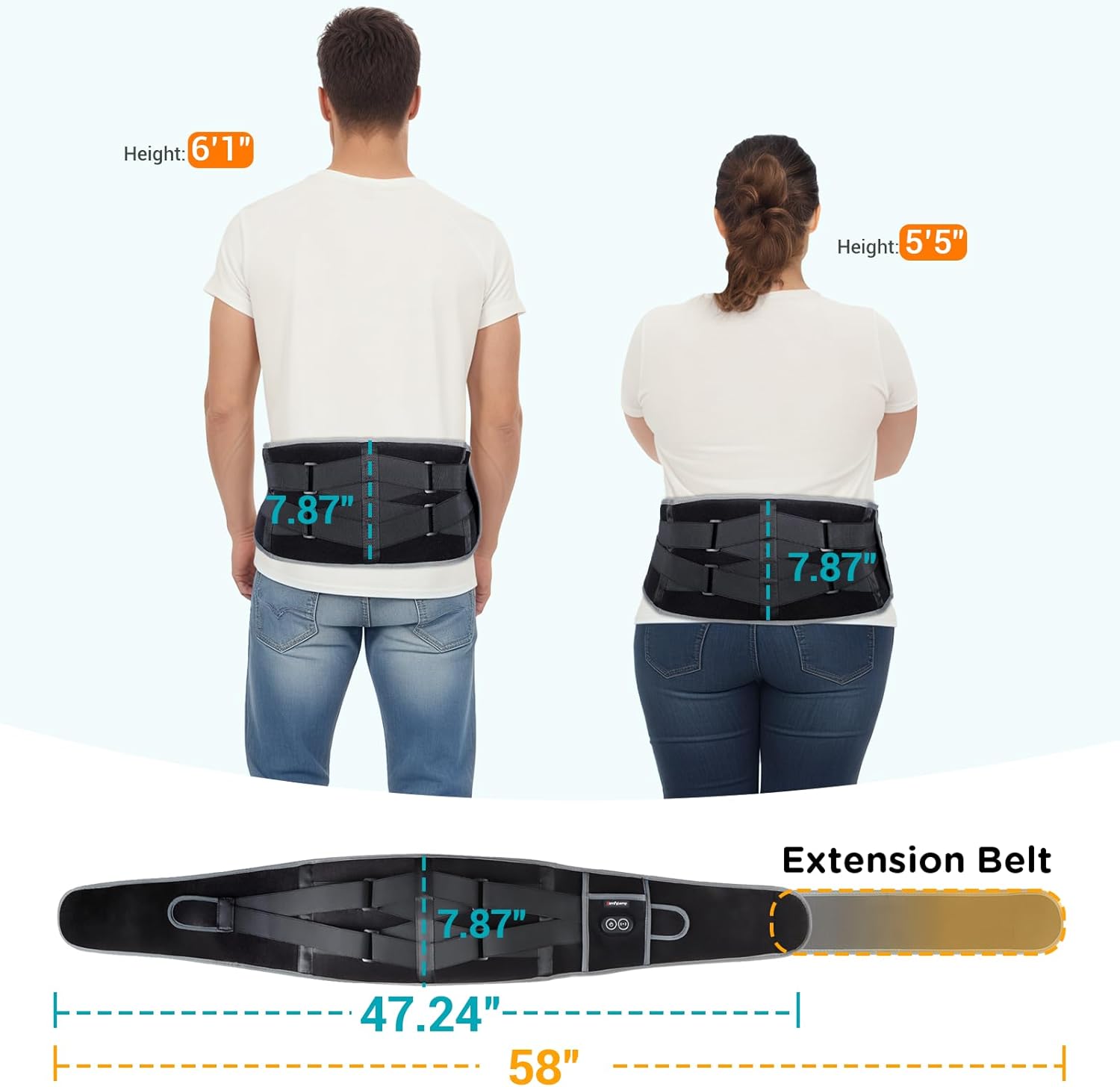 Comfytemp Cordless Heating Pad with Massager for Back, Portable Lower Back Massager FSA Eligible HSA Rechargeable Wireless Electric, Birthday Gifts for Women Men Mom Dad Seniors 3 Heat 30Mins Auto-Off