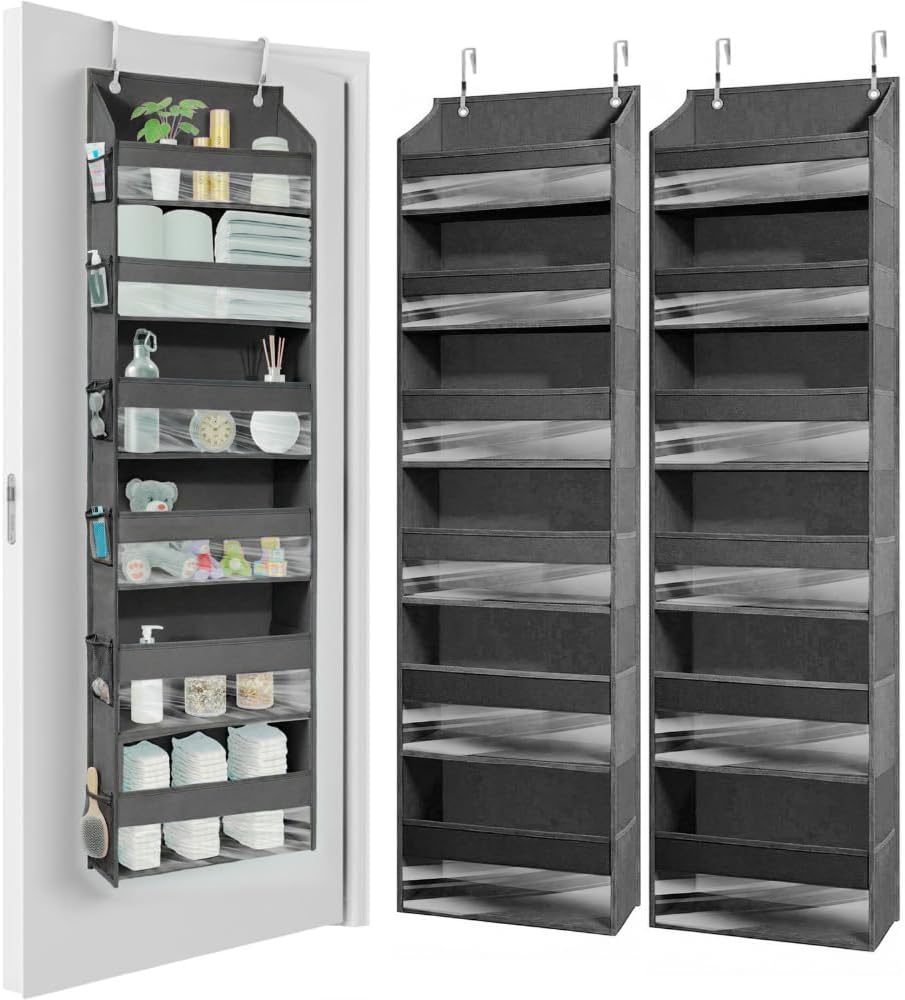 HOMELUX THEORY UPGRADED 6 Tiers over the Door Organizer Hanging - 100D EXTRA THICK & 50Lbs HUGE CAPACITY, 12 Side Mesh Pockets over the Door Shoe Organizer, Hanging Closet Organizer (Ivory, 1Pc)