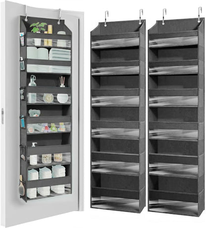 HOMELUX THEORY UPGRADED 6 Tiers over the Door Organizer Hanging - 100D EXTRA THICK & 50Lbs HUGE CAPACITY, 12 Side Mesh Pockets over the Door Shoe Organizer, Hanging Closet Organizer (Ivory, 1Pc)