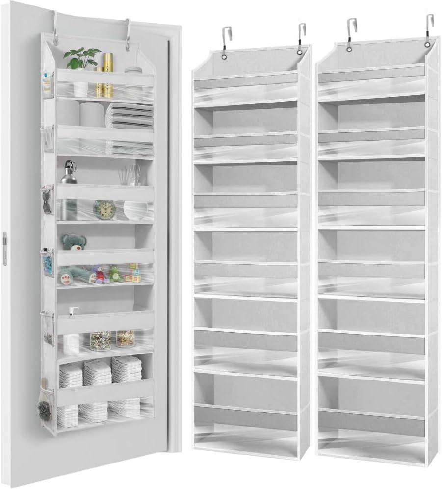 HOMELUX THEORY UPGRADED 6 Tiers over the Door Organizer Hanging - 100D EXTRA THICK & 50Lbs HUGE CAPACITY, 12 Side Mesh Pockets over the Door Shoe Organizer, Hanging Closet Organizer (Ivory, 1Pc)
