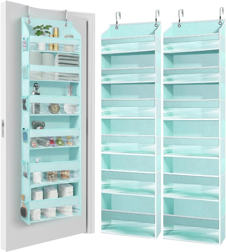 HOMELUX THEORY UPGRADED 6 Tiers over the Door Organizer Hanging - 100D EXTRA THICK & 50Lbs HUGE CAPACITY, 12 Side Mesh Pockets over the Door Shoe Organizer, Hanging Closet Organizer (Ivory, 1Pc)