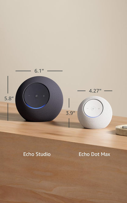 Echo Dot Max (Newest Model), Alexa Speaker with Room-Filling Sound and Nearly 3X Bass, Great for Living Rooms and Medium-Sized Spaces, Designed for Alexa+, Graphite