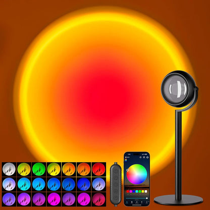 Sunset Lamp Projector with APP & Button Control, 360 Degree Rotation Multiple Colors Changing LED Lamp Night Light, Sunset Light for Bedroom Decor/Party/Christmas Gifts/Tiktok Live/Room Decor