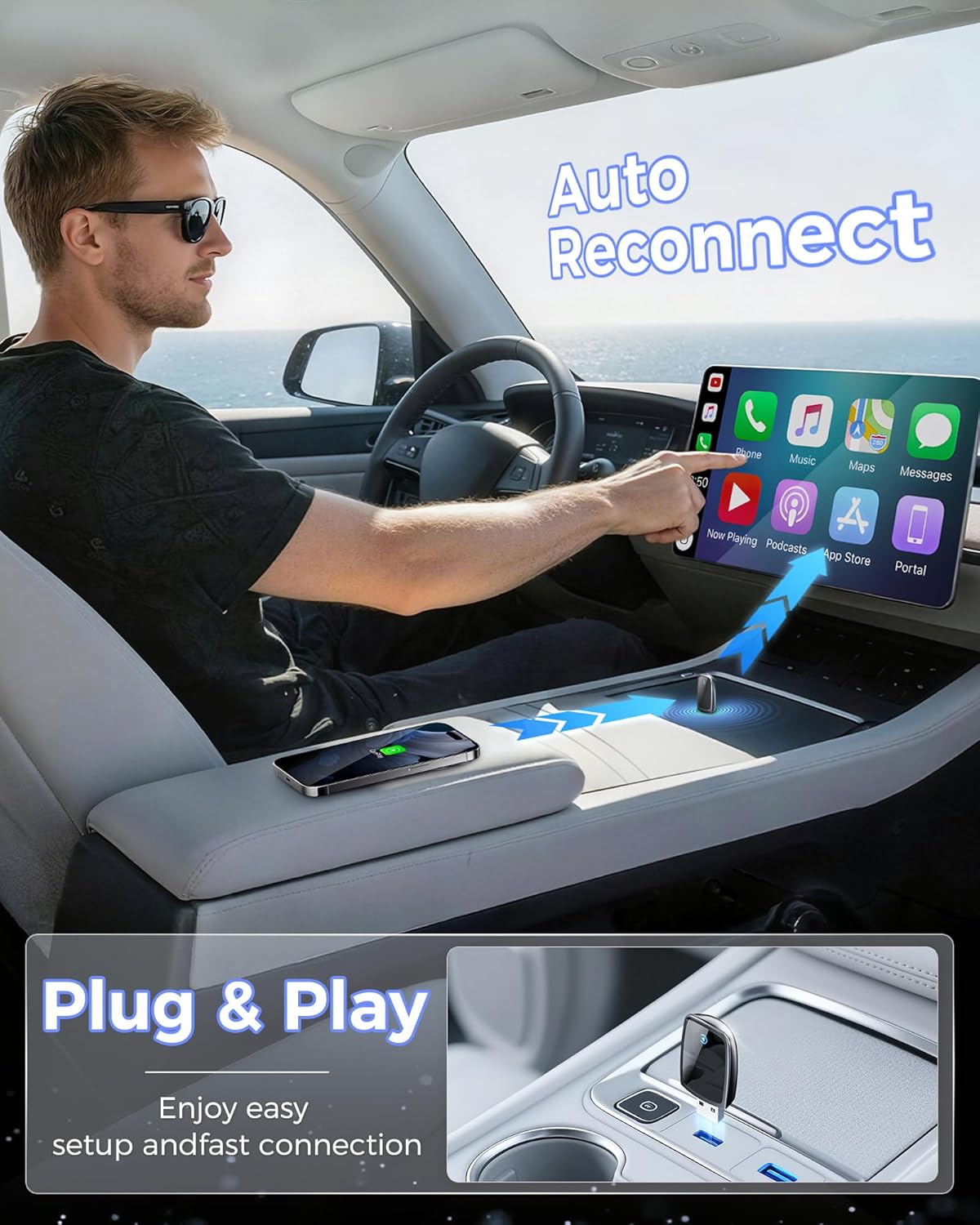 Wireless Carplay Adapter for Apple Iphone（2026 Upgrade）- Convert Wired Carplay to Carplay Wireless Adapter, Stable Connection Compatible with OEM Wired Carplay Vehicles & Ios 10+(Black)
