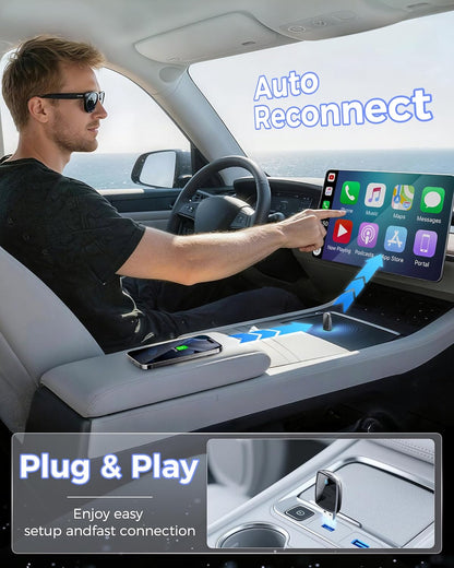 Wireless Carplay Adapter for Apple Iphone（2026 Upgrade）- Convert Wired Carplay to Carplay Wireless Adapter, Stable Connection Compatible with OEM Wired Carplay Vehicles & Ios 10+(Black)