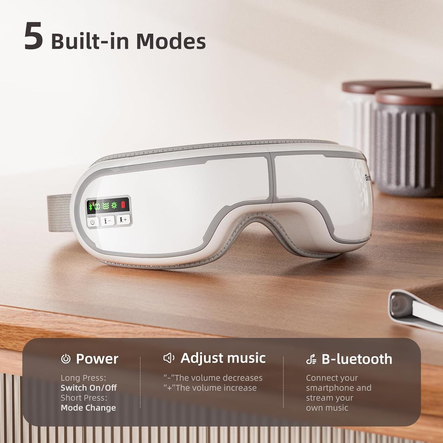 Eye Massager with Heat, Music, Compression, Adjustable Sleep Mask Massage Holiday Birthday Gifts for Women Men, Eye Massager for Migraine Reduce Stye Eye, Eye Strain Relief, Improve Sleep