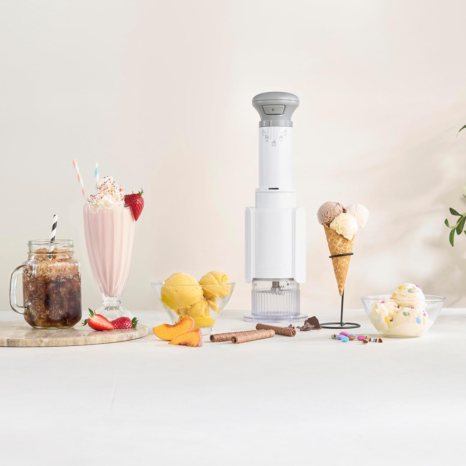 Cuisinart Fastfreeze 5-In-1 Ice Cream, Sorbet, Milkshakes, Slushies and Mix-In Frozen Dessert Maker, Compact Machine, Easy to Use, Includes 3 Mixing Cups with Lids, ICE-FD10