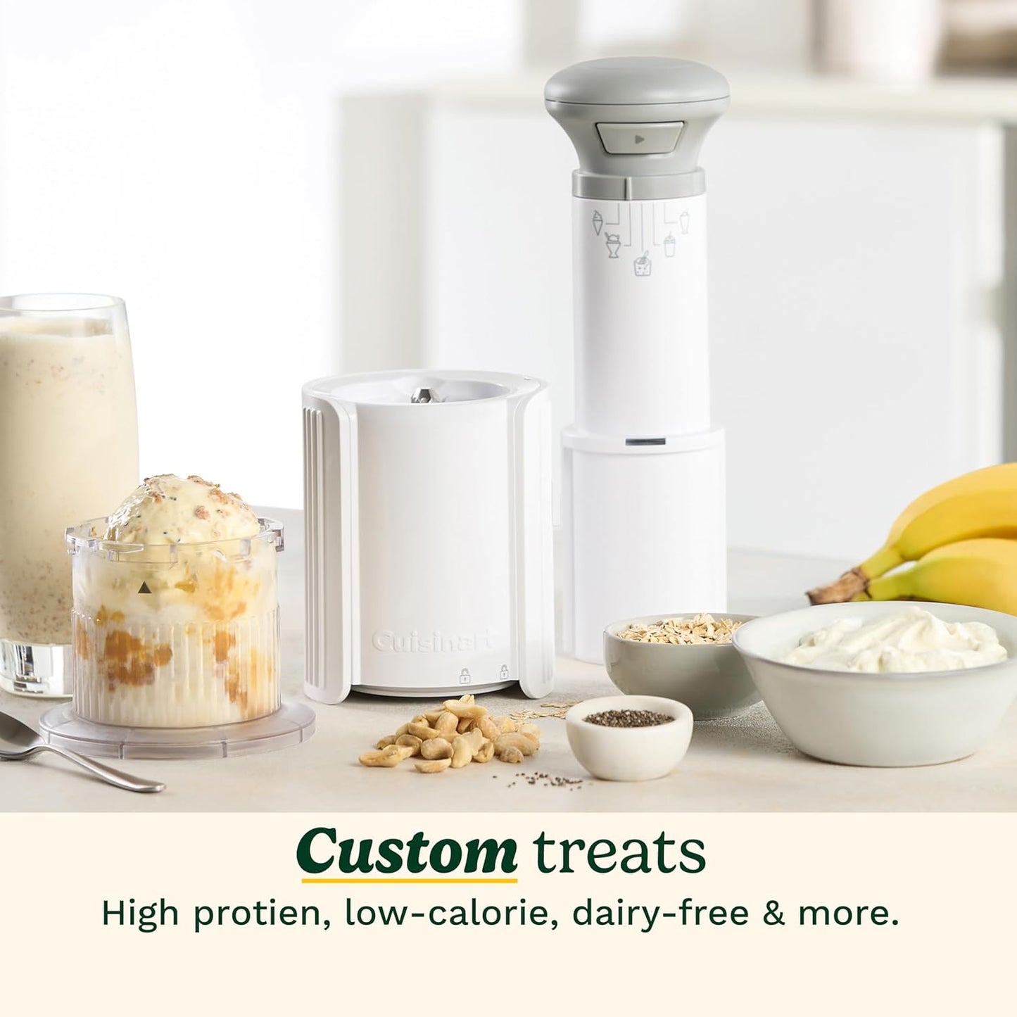 Cuisinart Fastfreeze 5-In-1 Ice Cream, Sorbet, Milkshakes, Slushies and Mix-In Frozen Dessert Maker, Compact Machine, Easy to Use, Includes 3 Mixing Cups with Lids, ICE-FD10
