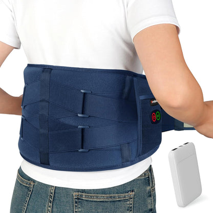 Comfytemp Cordless Heating Pad with Massager for Back, Portable Lower Back Massager FSA Eligible HSA Rechargeable Wireless Electric, Birthday Gifts for Women Men Mom Dad Seniors 3 Heat 30Mins Auto-Off