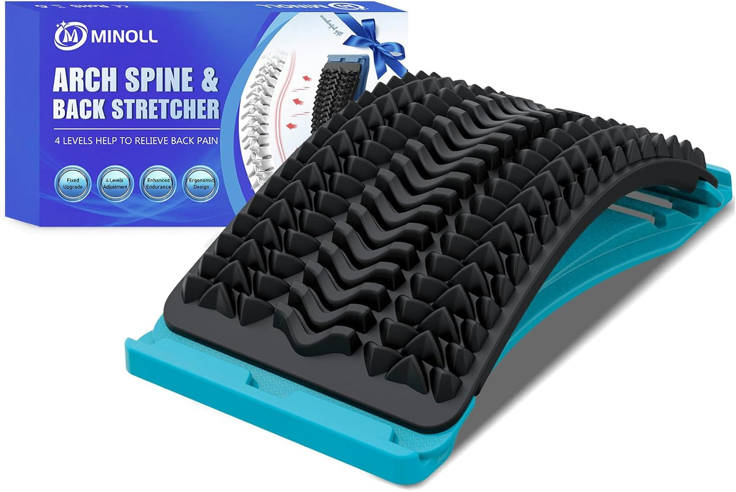 Back Stretcher for Lower Back Pain Relief, Multiple Level Adjustable Arch Lumbar Back Cracker Board, Back Cracking Device, Back Massager for Scoliosis, Spine Decompression Support