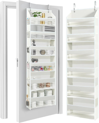 HOMELUX THEORY UPGRADED 6 Tiers over the Door Organizer Hanging - 100D EXTRA THICK & 50Lbs HUGE CAPACITY, 12 Side Mesh Pockets over the Door Shoe Organizer, Hanging Closet Organizer (Ivory, 1Pc)