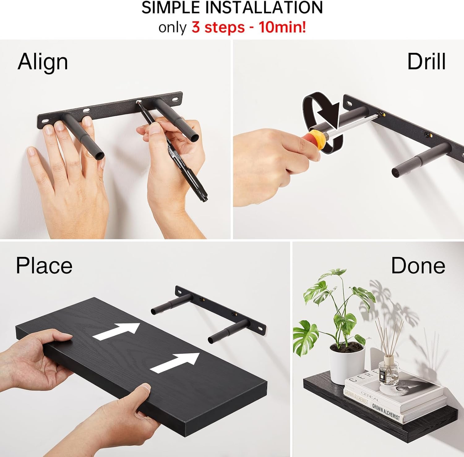 Floating Shelves for Wall, Wall Mounted Rustic Wood Shelves for Bathroom