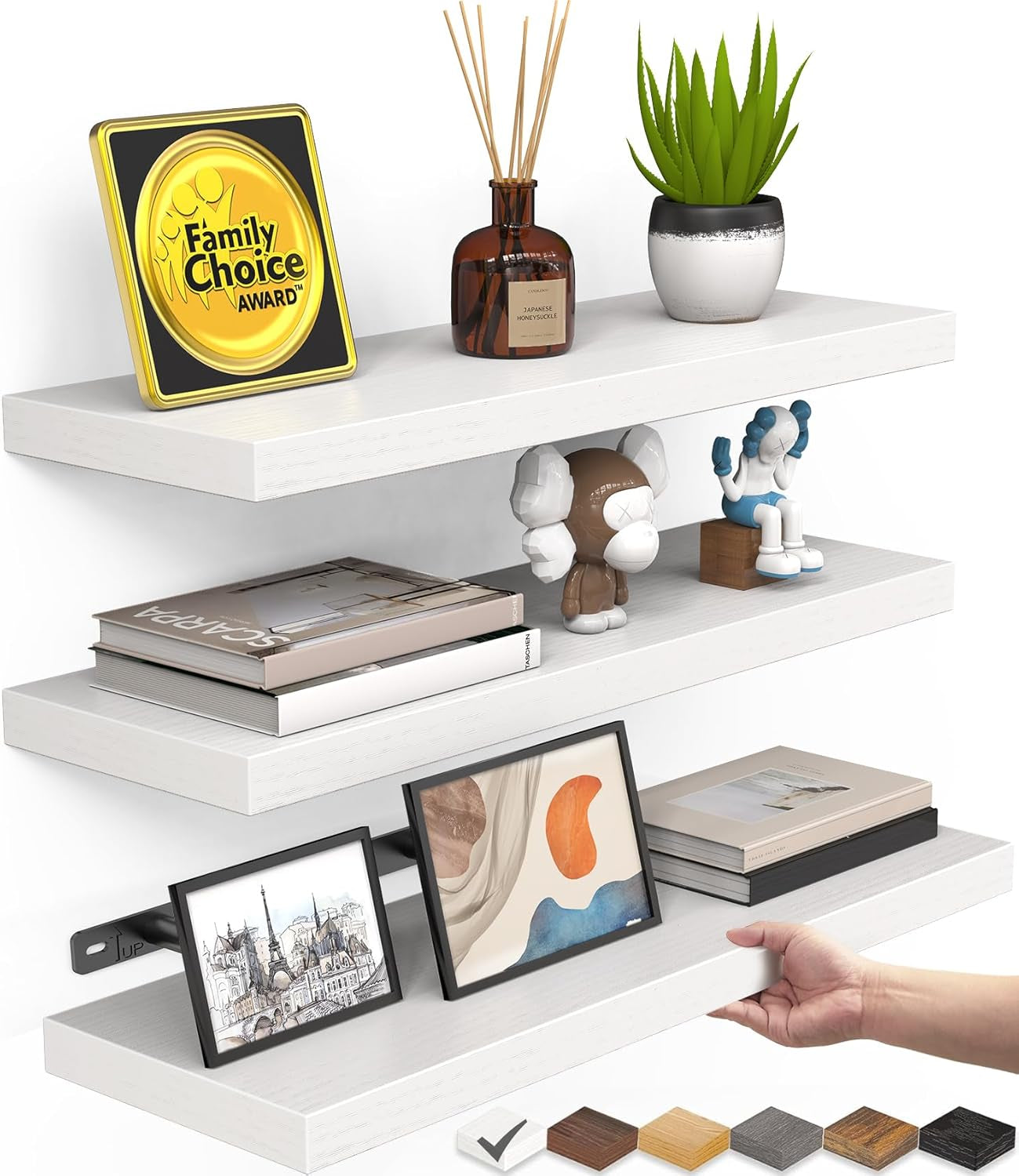 Floating Shelves for Wall, Wall Mounted Rustic Wood Shelves for Bathroom
