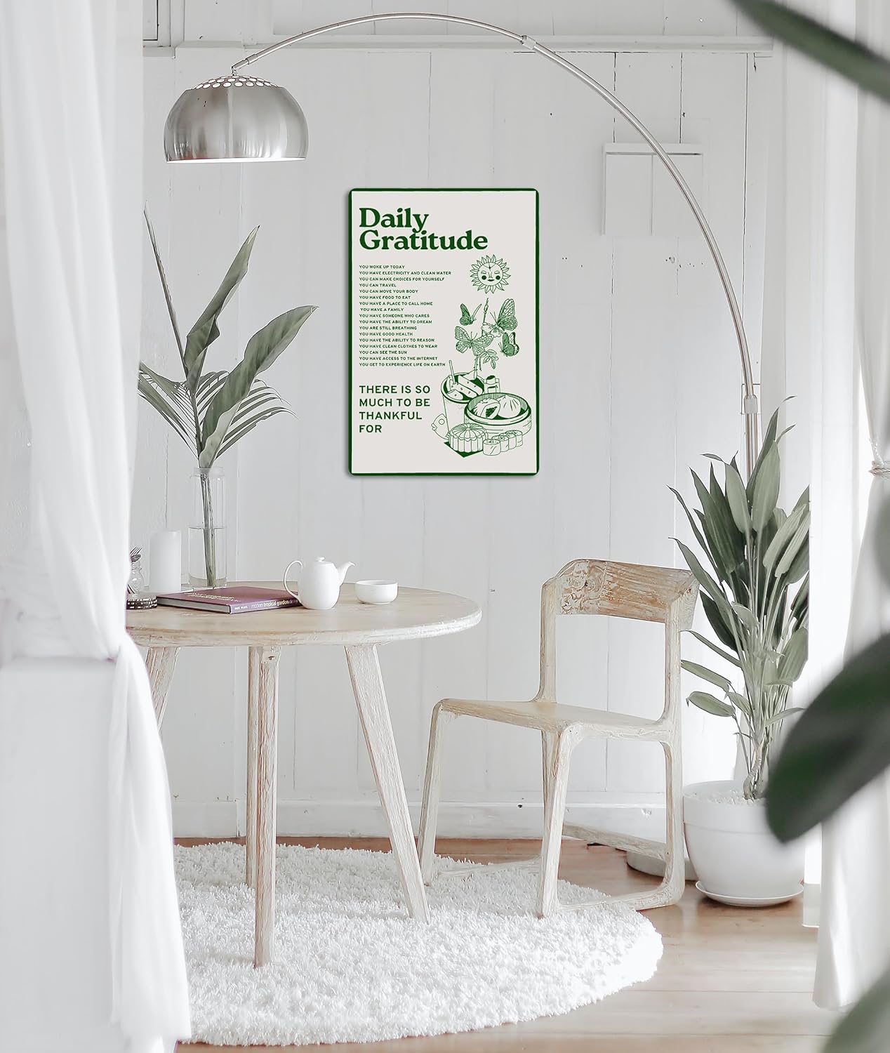Fmcmly Daily Gratitude Inspirational Metal Tin Sign Green Boho Room Aesthetic Decoration Home Kitchen Office Bedroom Cafes Wall Decor 8X12 Inch