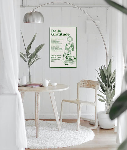 Fmcmly Daily Gratitude Inspirational Metal Tin Sign Green Boho Room Aesthetic Decoration Home Kitchen Office Bedroom Cafes Wall Decor 8X12 Inch