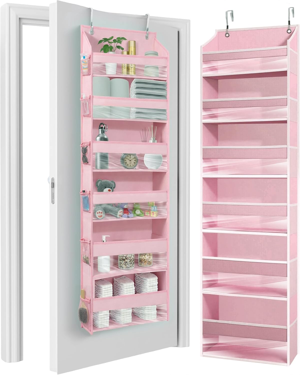 HOMELUX THEORY UPGRADED 6 Tiers over the Door Organizer Hanging - 100D EXTRA THICK & 50Lbs HUGE CAPACITY, 12 Side Mesh Pockets over the Door Shoe Organizer, Hanging Closet Organizer (Ivory, 1Pc)