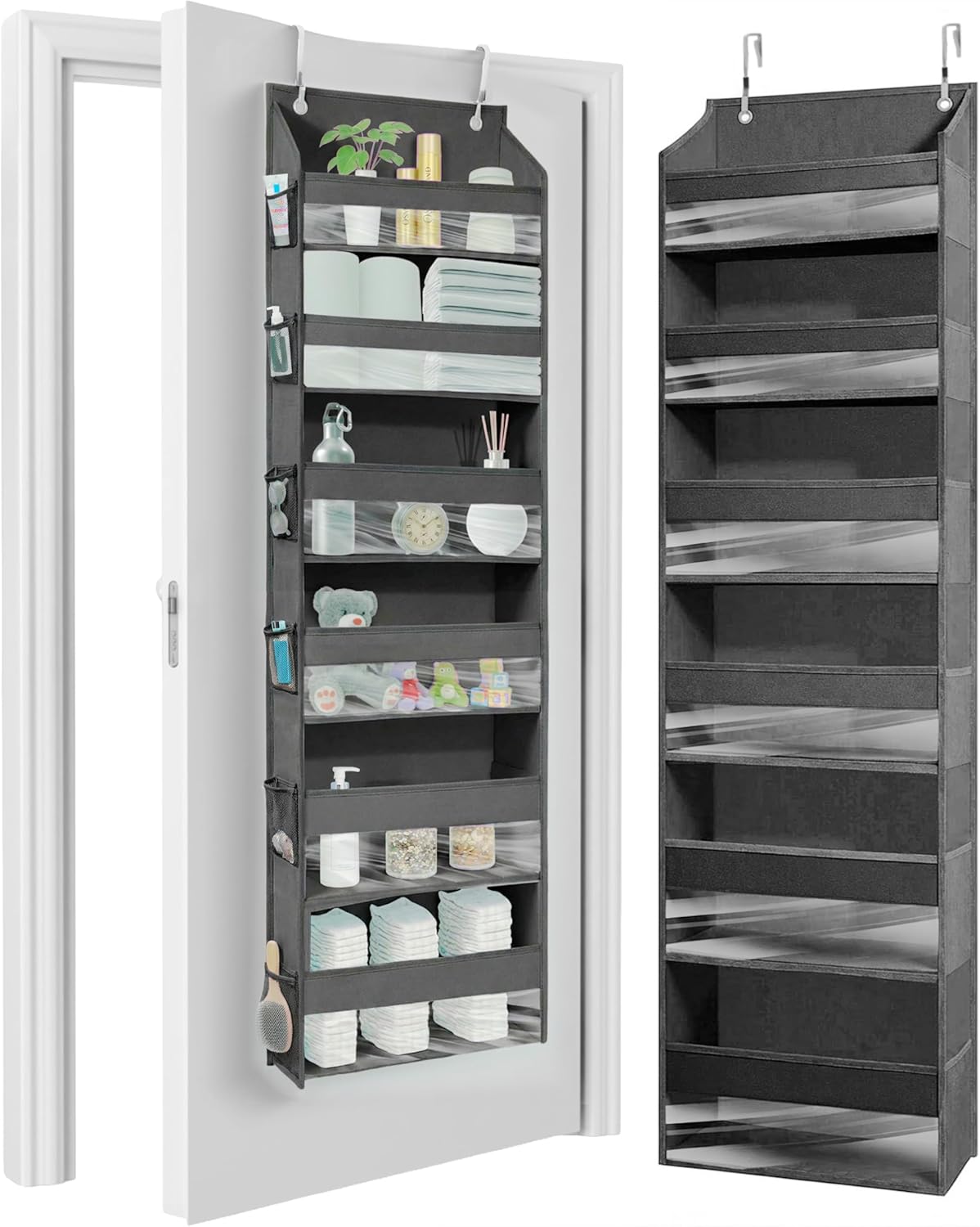 HOMELUX THEORY UPGRADED 6 Tiers over the Door Organizer Hanging - 100D EXTRA THICK & 50Lbs HUGE CAPACITY, 12 Side Mesh Pockets over the Door Shoe Organizer, Hanging Closet Organizer (Ivory, 1Pc)