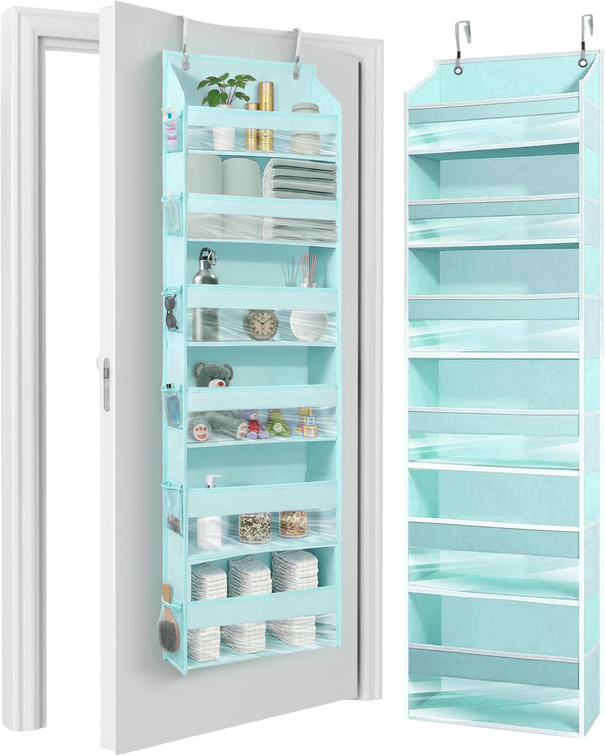 HOMELUX THEORY UPGRADED 6 Tiers over the Door Organizer Hanging - 100D EXTRA THICK & 50Lbs HUGE CAPACITY, 12 Side Mesh Pockets over the Door Shoe Organizer, Hanging Closet Organizer (Ivory, 1Pc)
