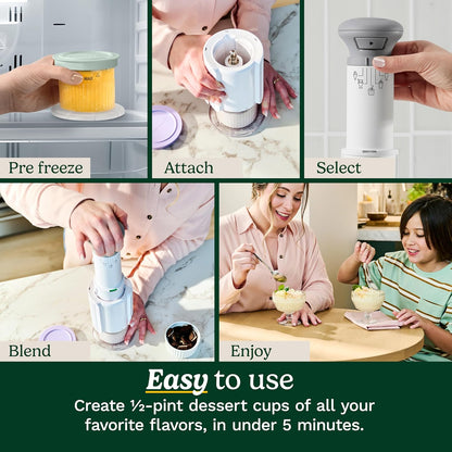 Cuisinart Fastfreeze 5-In-1 Ice Cream, Sorbet, Milkshakes, Slushies and Mix-In Frozen Dessert Maker, Compact Machine, Easy to Use, Includes 3 Mixing Cups with Lids, ICE-FD10