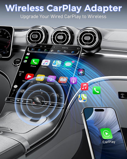 Wireless Carplay Adapter for Apple Iphone（2026 Upgrade）- Convert Wired Carplay to Carplay Wireless Adapter, Stable Connection Compatible with OEM Wired Carplay Vehicles & Ios 10+(Black)