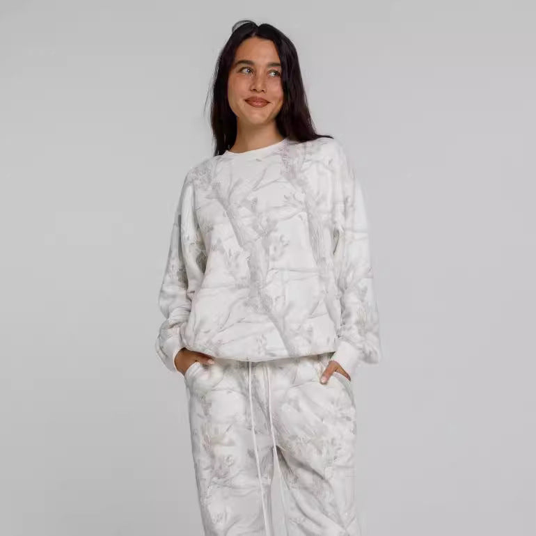 Camouflage Maple Leaf Hoodie Set Women