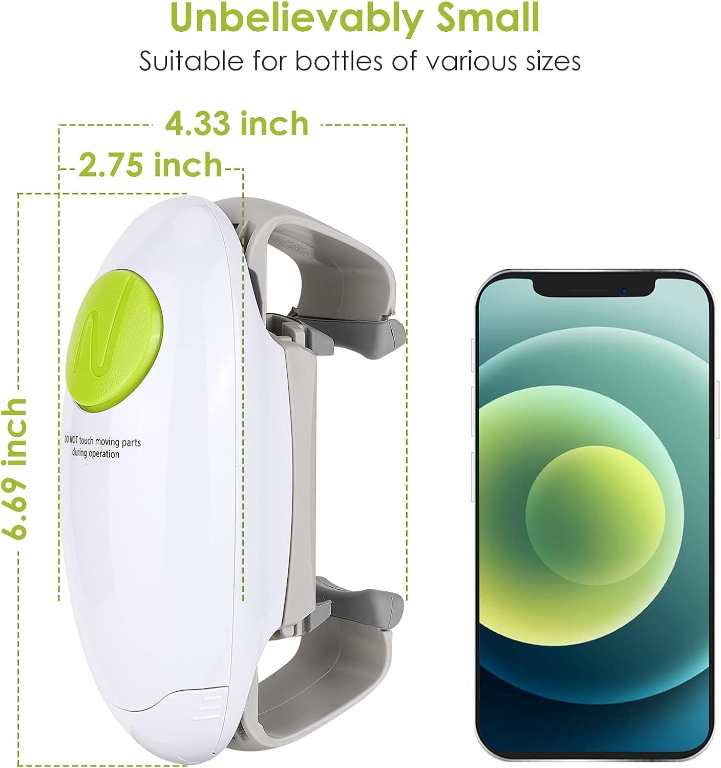 Electric Jar Opener, Kitchen Gadget Strong Tough Automatic Jar Opener for New Sealed Jars,The Hands Free Jar Opener with Less Effort to Open (White)