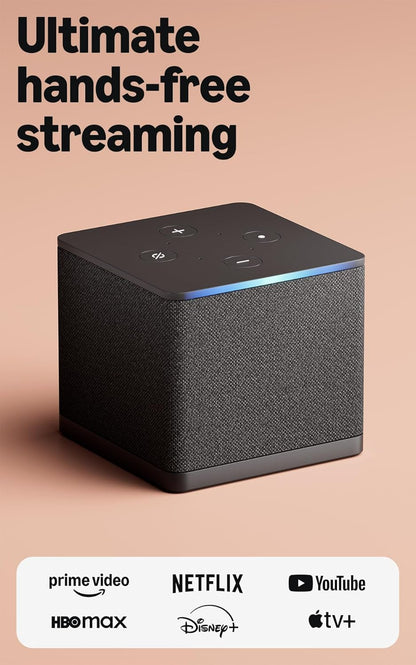 Fire TV Cube, with Ai-Powered Fire TV Search, Hands-Free Streaming Device with Alexa, Wi-Fi 6E, 4K Ultra HD