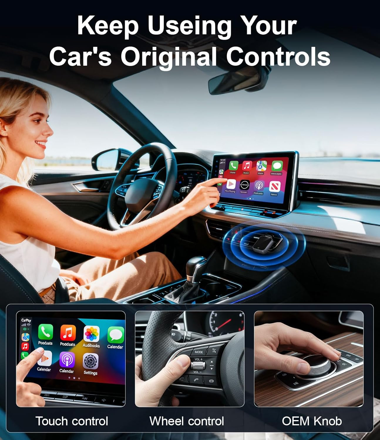 2026 Wireless Carplay Adapter for Iphone - No Audio Lag, 5S Auto-Connect- Convert Factory Wired to Wireless Carplay - Bluetooth 5.3 & 5Ghz Wi-Fi - Plug & Play (Includes USB A/C)