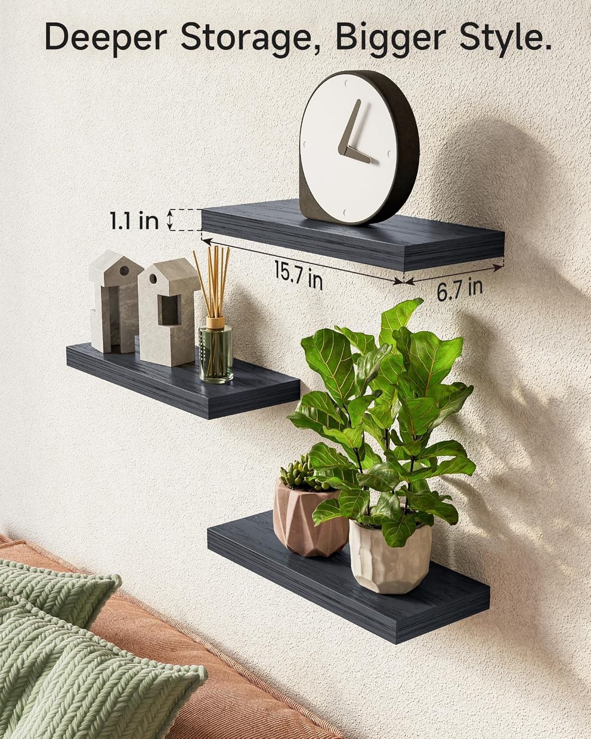 Floating Shelves for Wall, Wall Mounted Rustic Wood Shelves for Bathroom