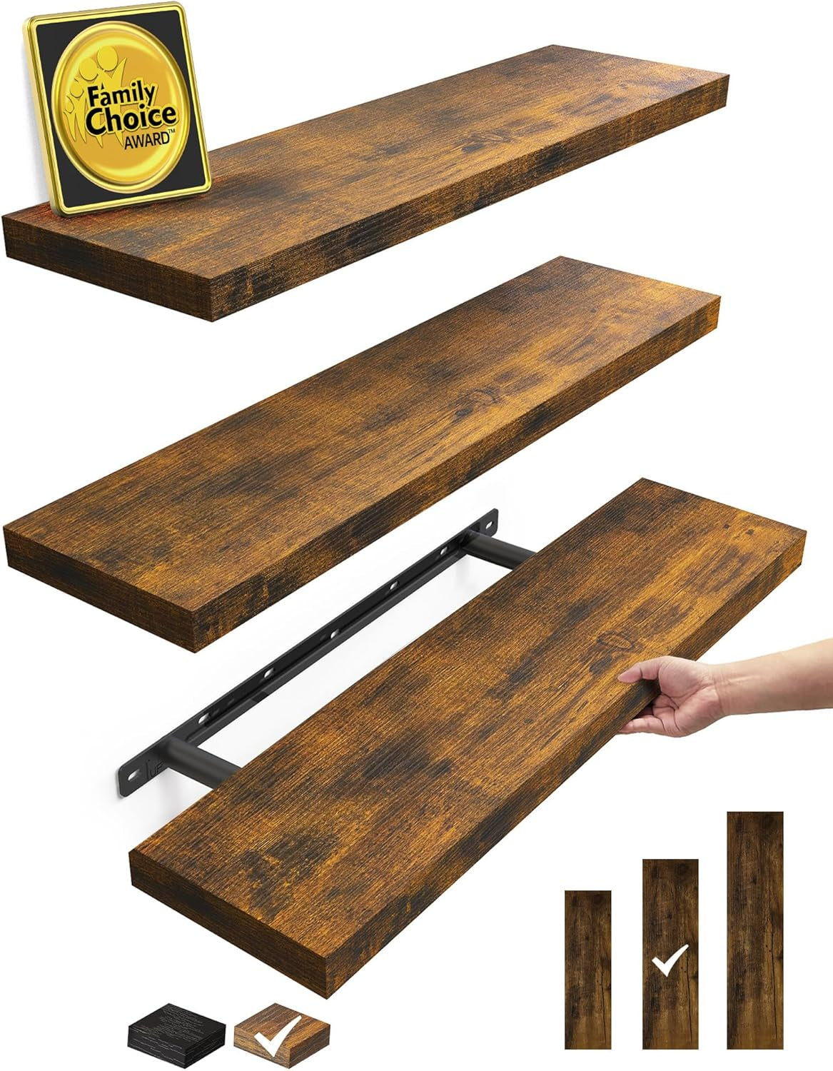 Floating Shelves for Wall, Wall Mounted Rustic Wood Shelves for Bathroom