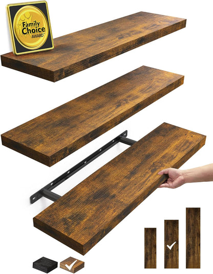 Floating Shelves for Wall, Wall Mounted Rustic Wood Shelves for Bathroom