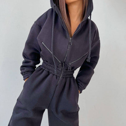 Casual Women Basic Hoodie Two Piece Set