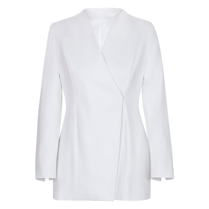 White Lapel Women Elegant Office Blazer Jacket