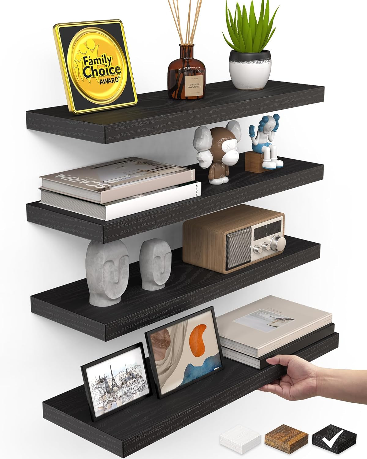 Floating Shelves for Wall, Wall Mounted Rustic Wood Shelves for Bathroom