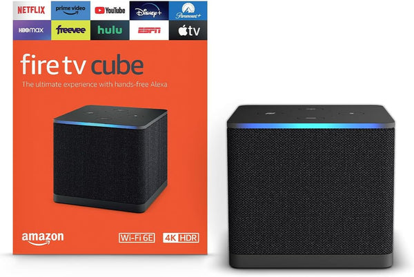 Fire TV Cube, with Ai-Powered Fire TV Search, Hands-Free Streaming Device with Alexa, Wi-Fi 6E, 4K Ultra HD