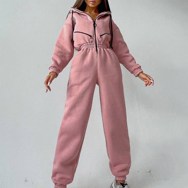 Casual Women Basic Hoodie Two Piece Set