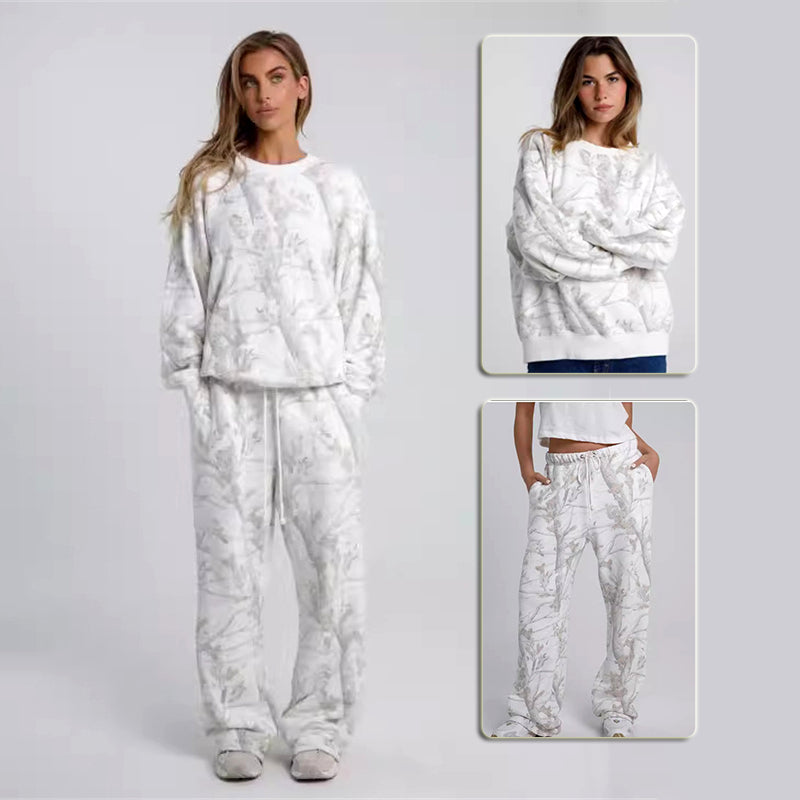 Camouflage Maple Leaf Hoodie Set Women